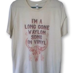 Host Pick!! Bella Canvas Tee A Long Gone Waylon Song On Vinyl Beige Color Sz L